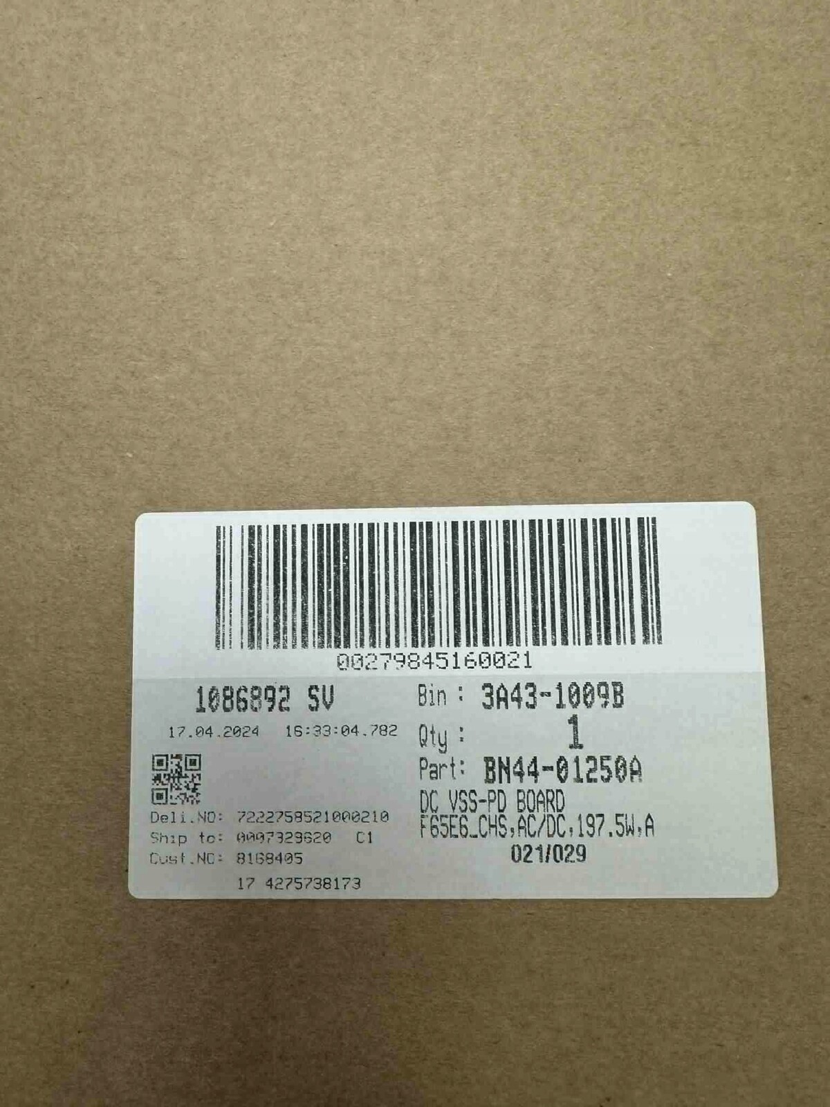 BN44-01100A – Pd deska napájecího zdroje DC Vss od společnosti Samsung