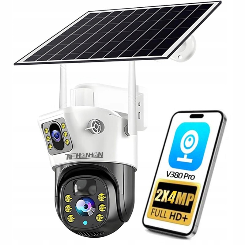 Dvojitá Solární Kamera Venkovní Externí Otočná Kamera Sim 4G Lte Gsm 2x4MP