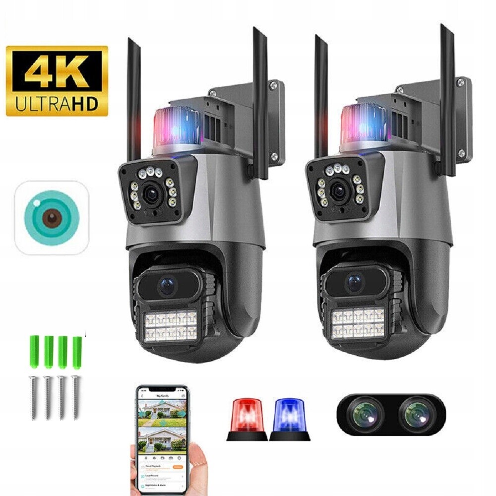 2 x Ip kamera Hd Smart Venkovní 360° otočná Duální WiFi Alarm 3MP