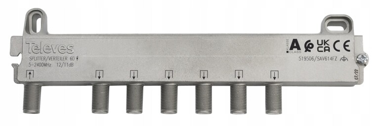 Anténní splitter 6/1 aktivní 1 vstup 6 výstupů od společnosti Televes 519506