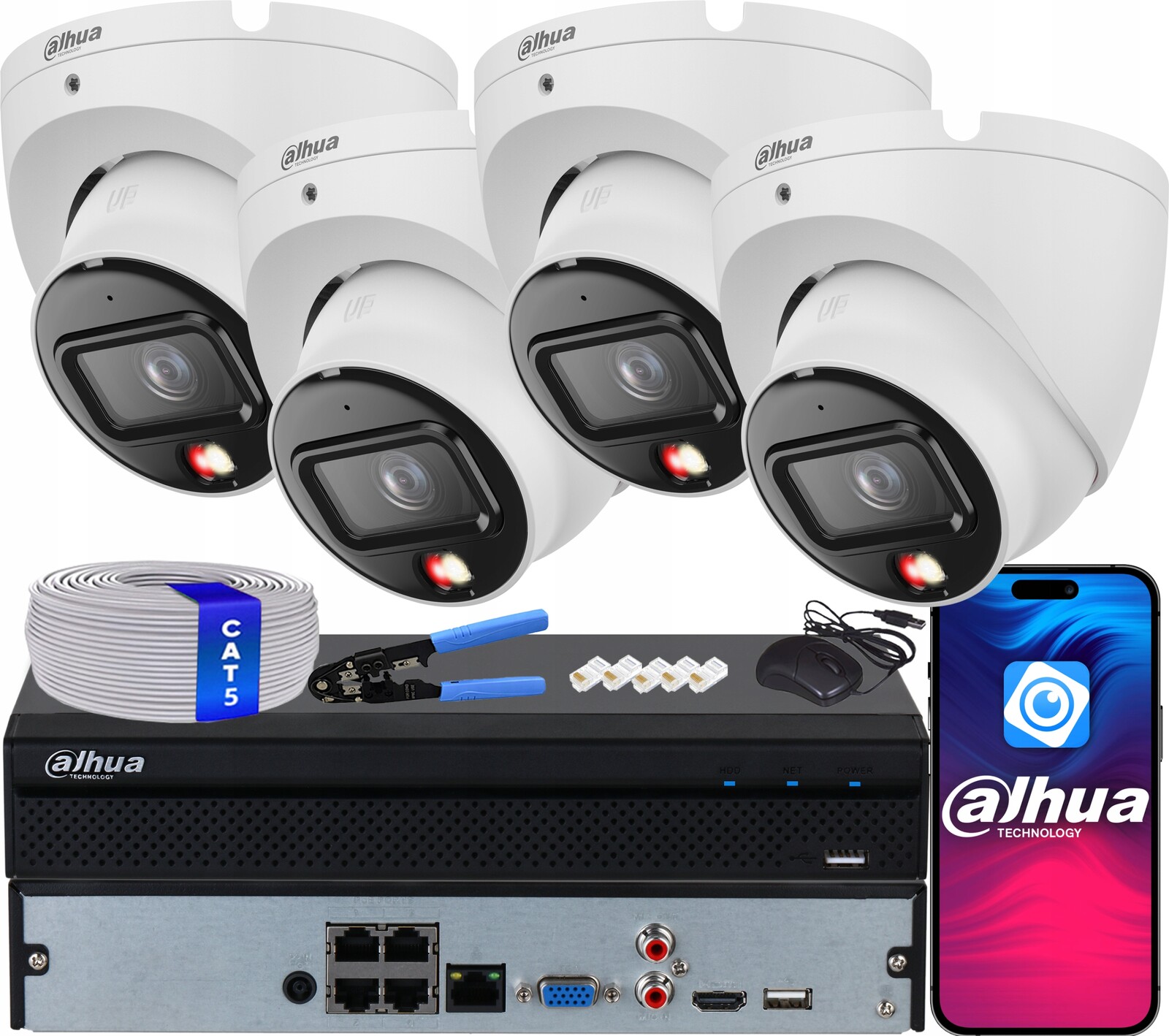 Ip monitorovací sada 4x IPC-HDW1839T-A-IL Smart Dual Light 8.3Mpx 4K Dahua