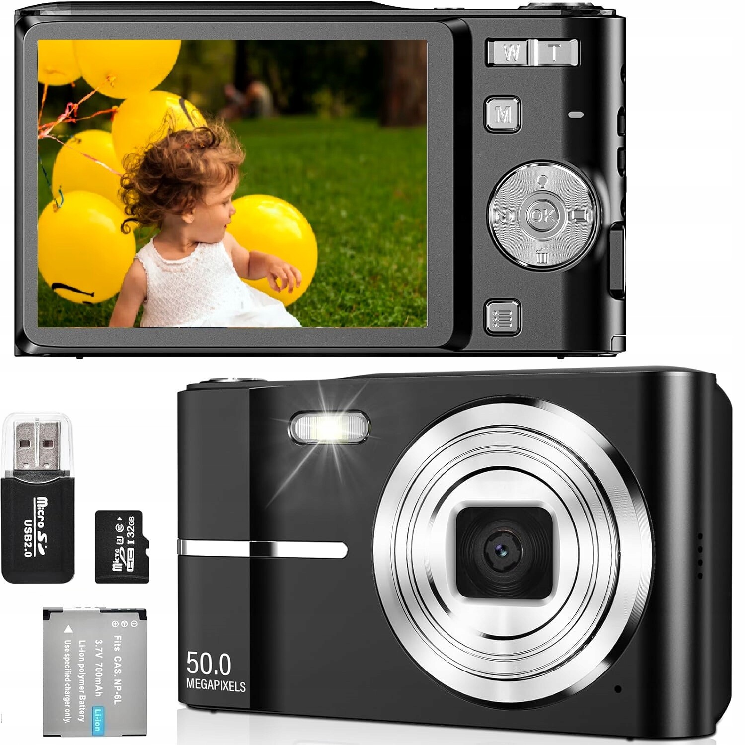 50MP Hd Digitální Fotoaparát S 16X Zoomem A Bleskem 2,4palcový displej