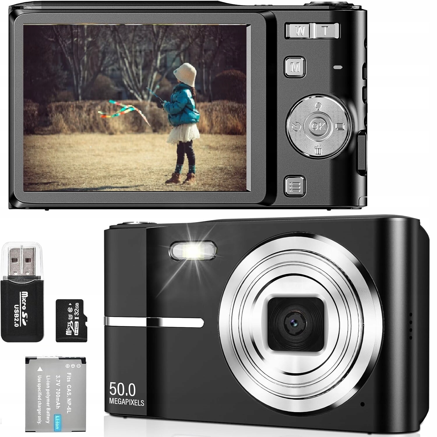 Digitální Fotoaparát S Flash Kartou S 16X Rozpoznáváním Obličejů, Vysoká Kvalita Aku