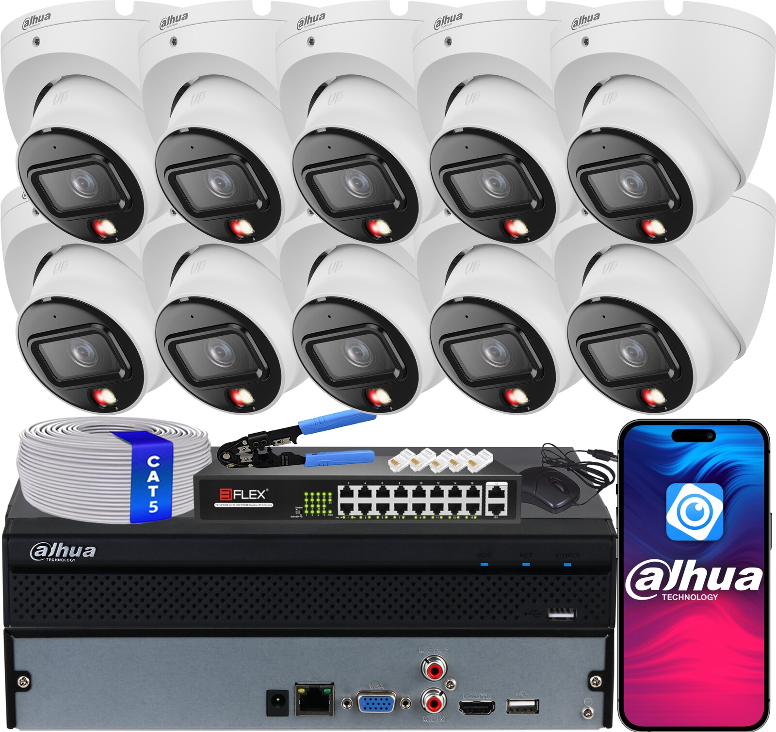 Ip monitorovací sada 12x IPC-HDW1839T-A-IL Smart Dual Light 8Mpx 4K Dahua