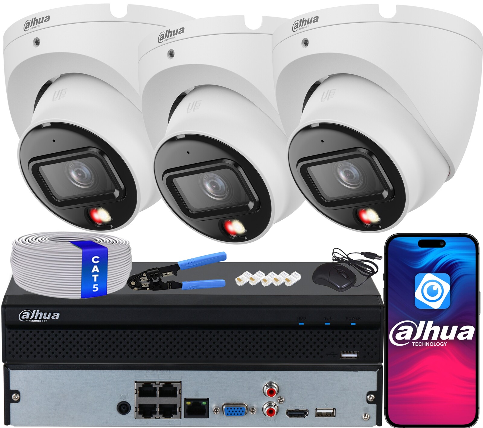 Ip monitorovací sada 3x IPC-HDW1839T-A-IL Chytré duální světlo 8.3Mpx 4K Dahua