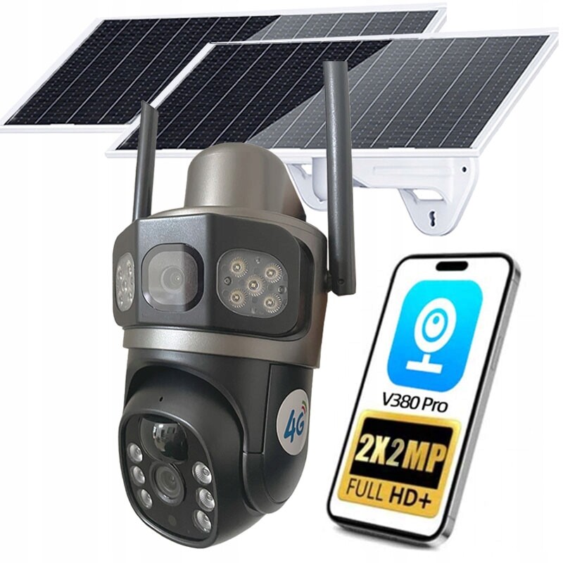 Dvojitá Solární Kamera Pro Sim Kartu 4G Lte Externí Otočná Kamera Gsm