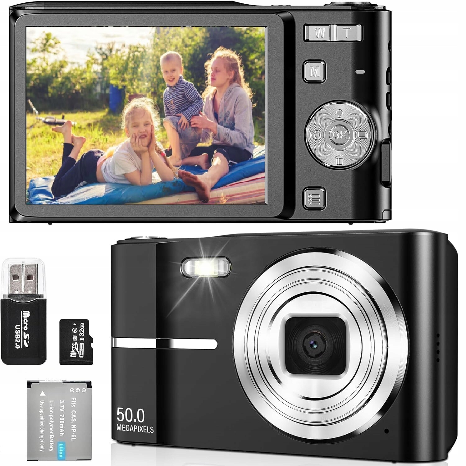 1080P Digitální Fotoaparát S Flash Kartou S 16X Zvětšením Obličejů Taška