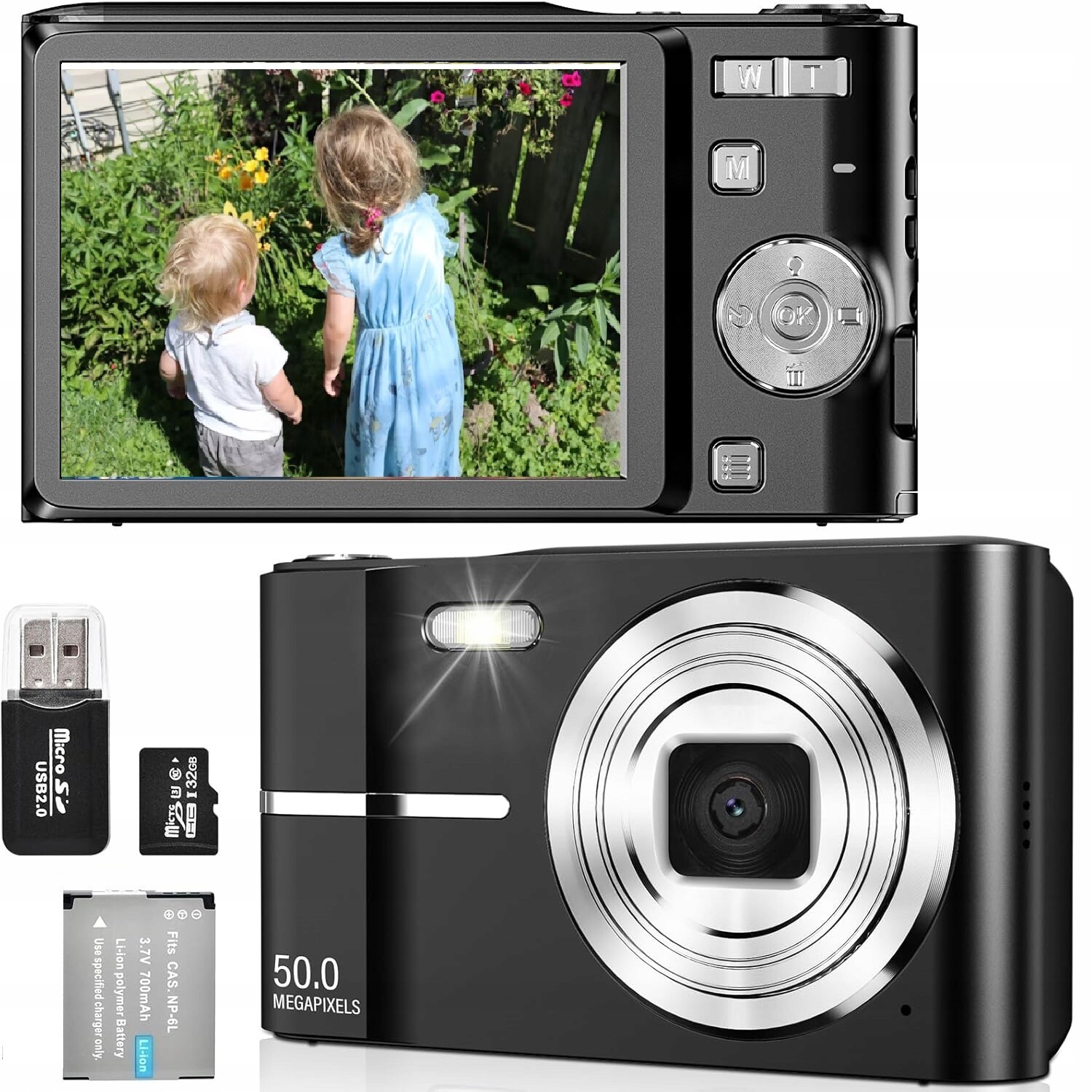 Dětská Digitální Fotoaparát S Flash Kartou S 16X Rozpoznáváním Obličejů, Vysoká Kvalita Aku