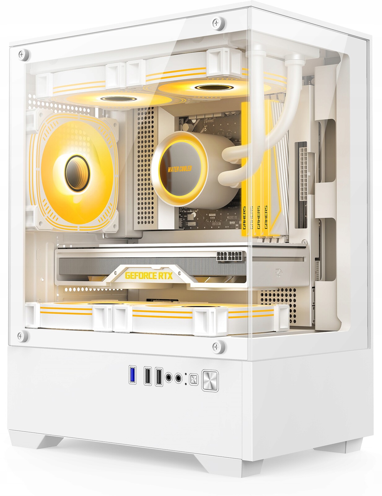 Bílá Počítačová Skříň Pro Počítač Akvárium Usb 3.0 2x Sklo +1x Rgb Ventilátor