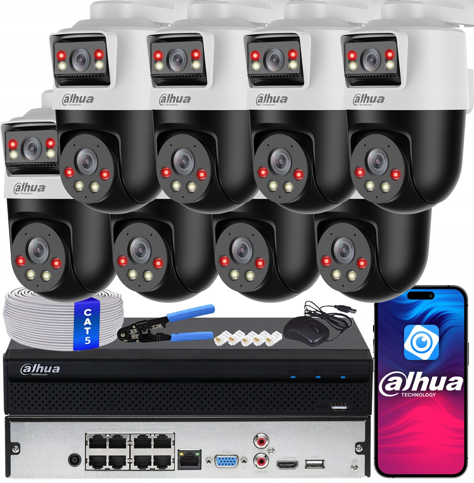 Sada pro monitorování 8 kamer Dahua 2Mpx SDT2A200-2F-NB-A-PV Ai Dual Light