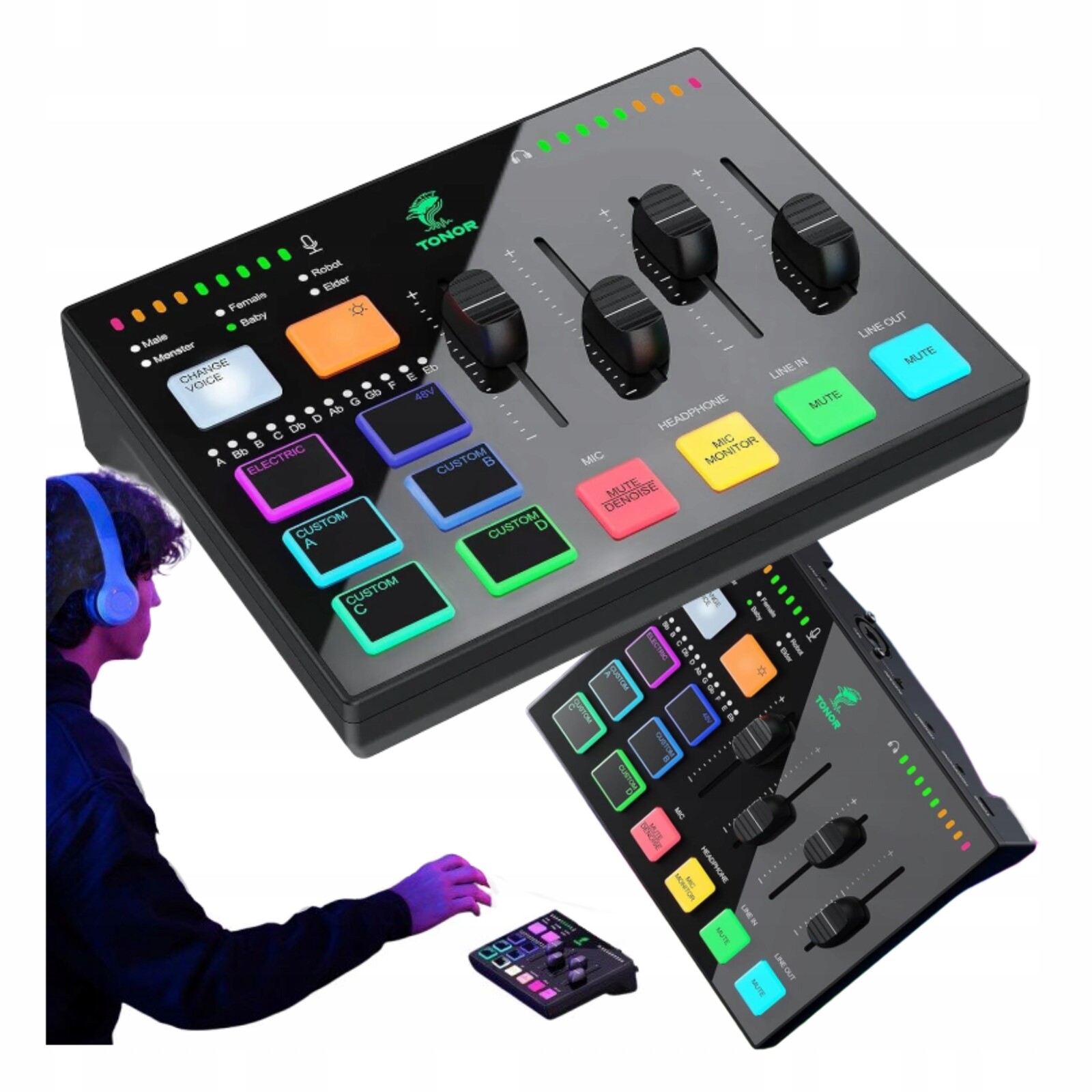 Herní audio mixér TX310 Rgb Xlr 6.35 mm Streaming Podcast Usb rozhraní