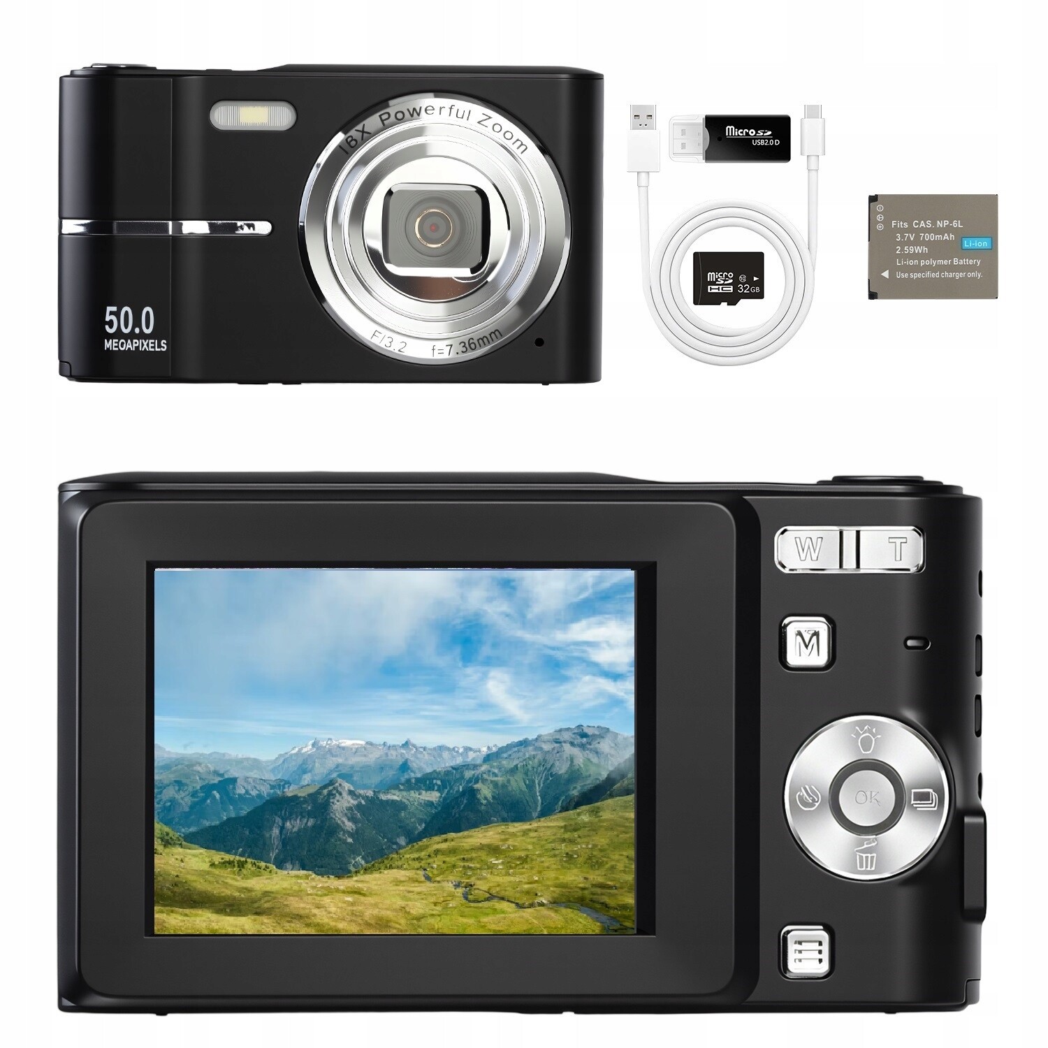 Dětský Digitální Fotoaparát Hd 1080P Barevný 16X Zoom +32GB