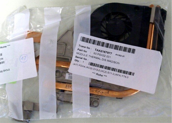 Tepelný modul chlazení ventilátorem Packard-Bell TM05 TM85 TM86 TM87