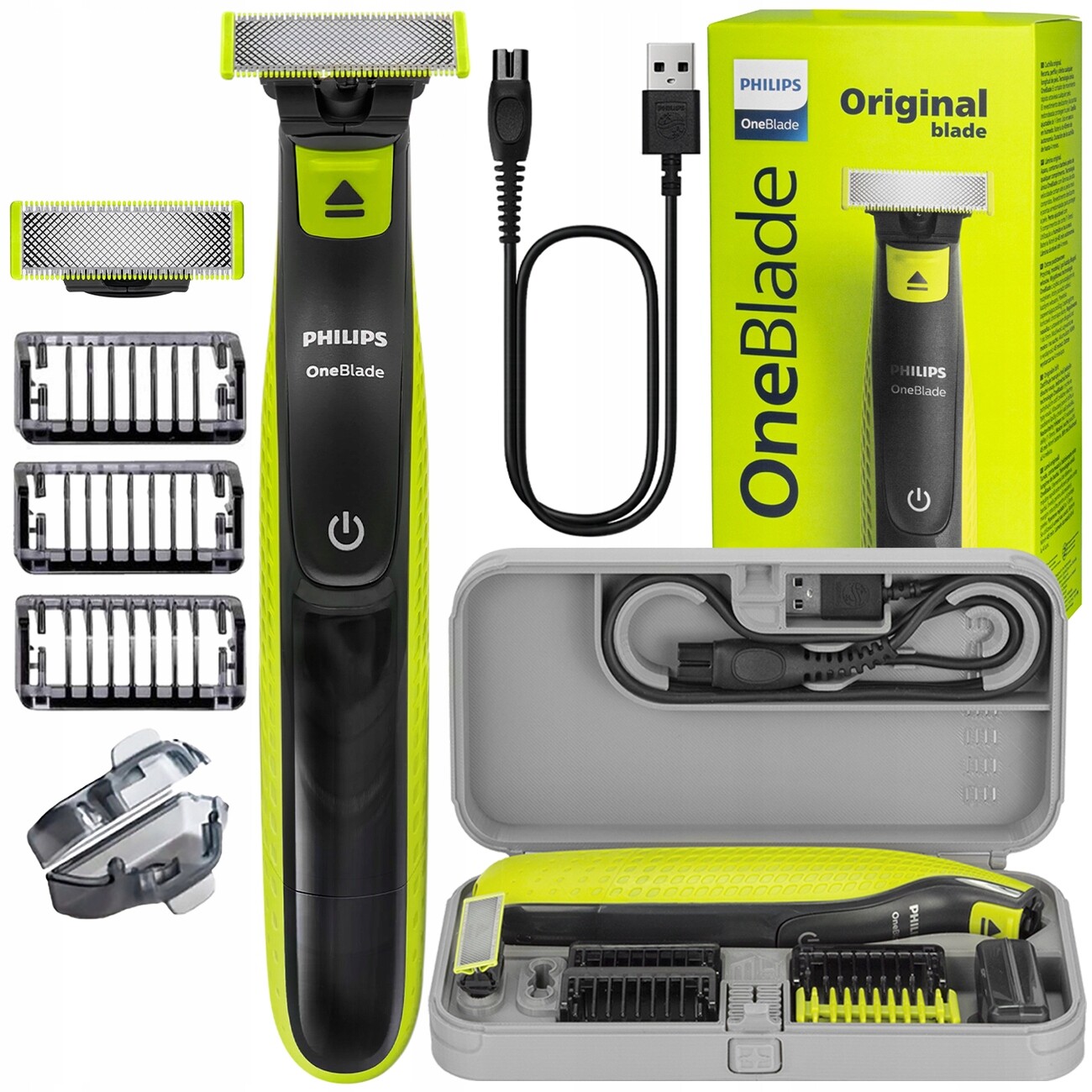 Pánský Holící Strojek Philips Oneblade Voděodolný Zastřihovač Holicí Strojek Pouzdro