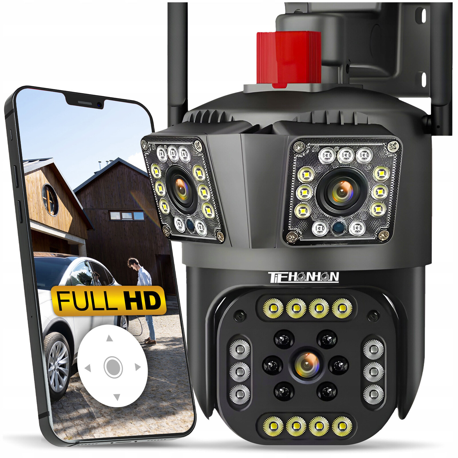 Wifi Ip Chytrá Kamera Otočná Full Hd+ S Dvojitým Objektivem 2x 2MP Venkovní Monitoring