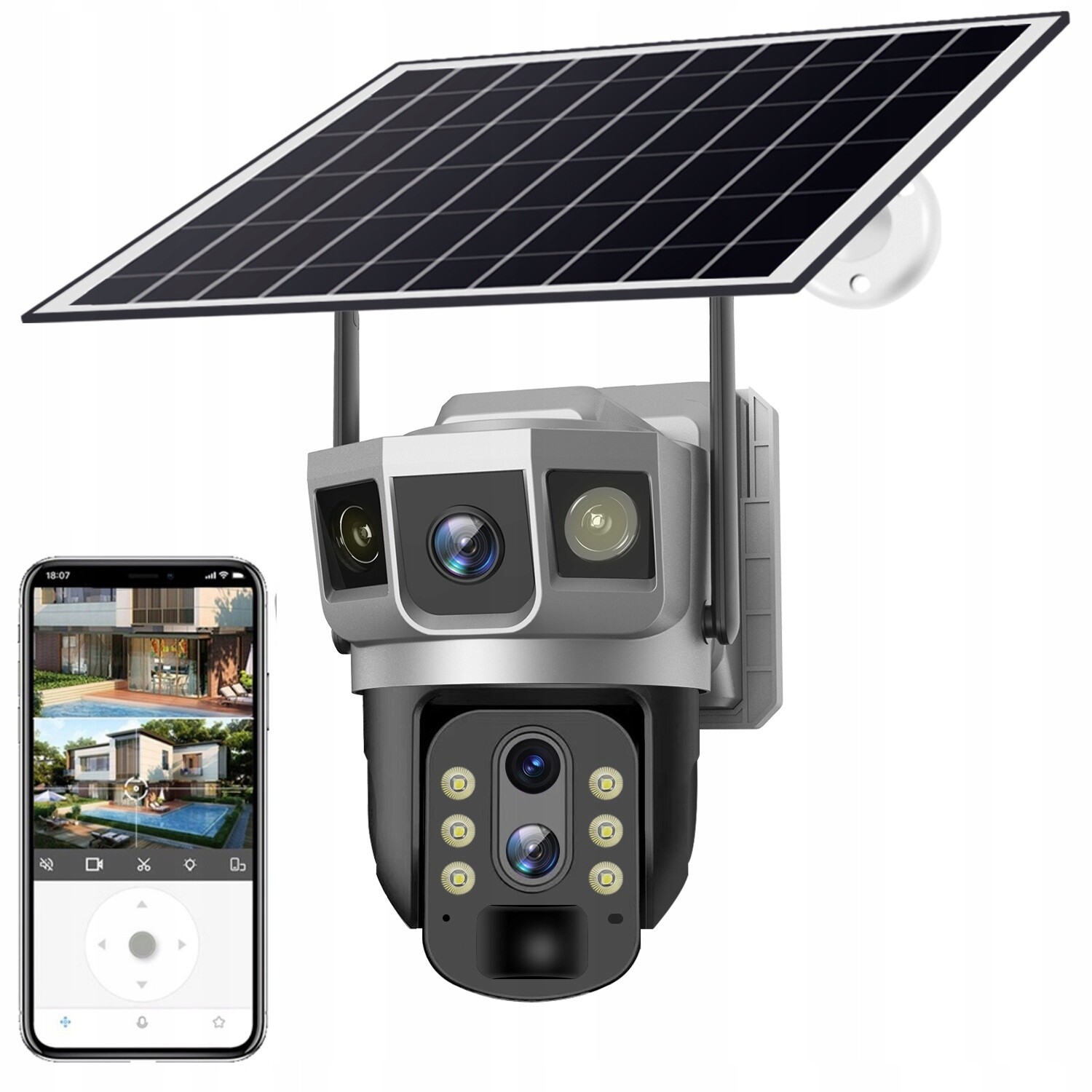 4G Lte 10X Zoom Venkovní Solární Kamera S Dvojitým Objektivem 8MP Se Sim Kartou