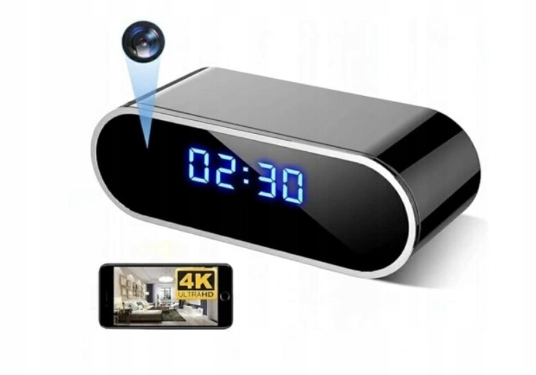 Budík Skrytá Kamera Špionážní Full Hd Hodiny Led Sledování