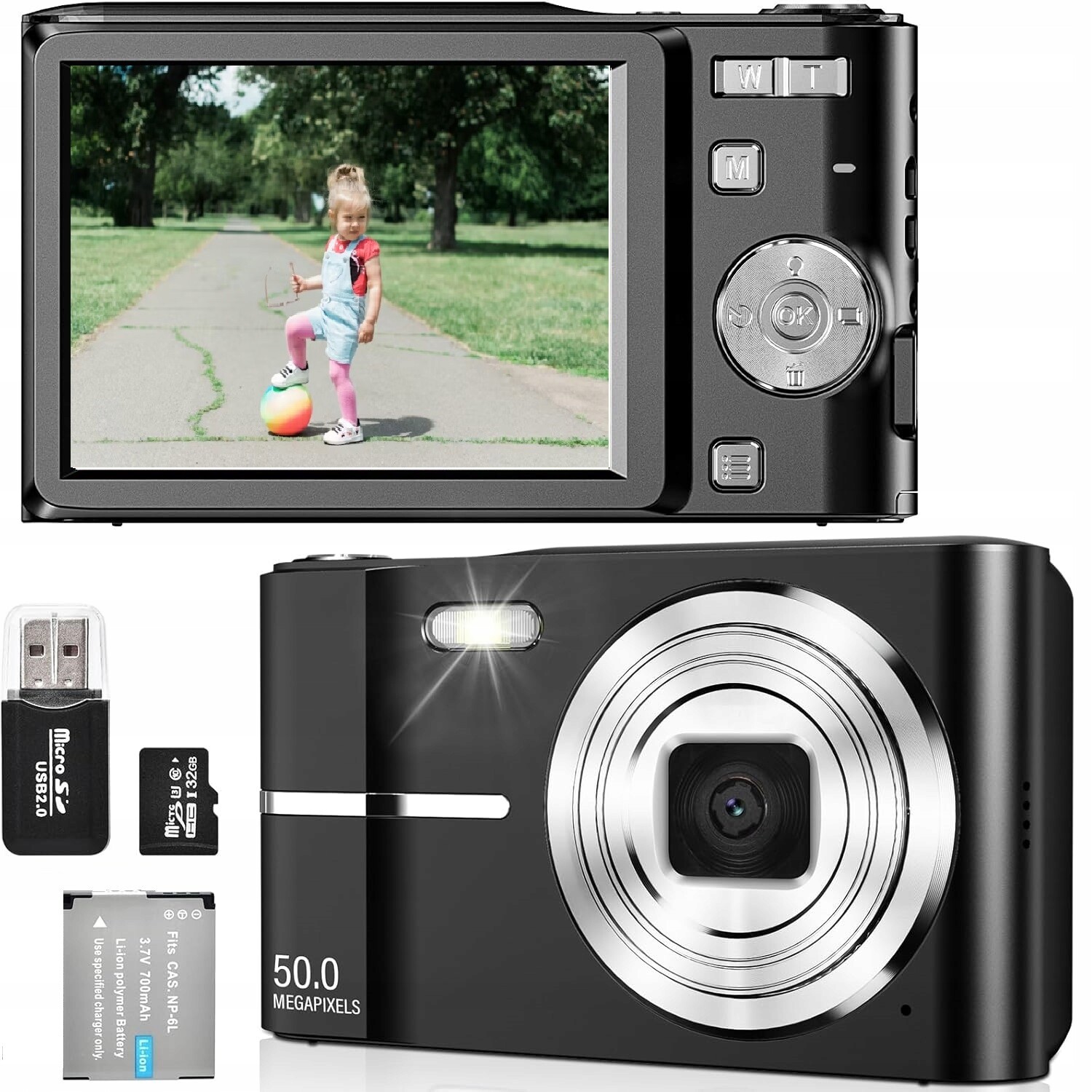 Digitální Fotoaparát, Rychlá Paměťová Karta S 16X Rozpoznáváním Obličejů Taška Aku