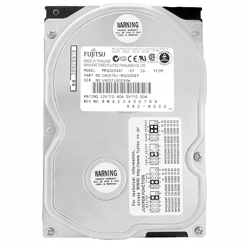 Pevný disk Fujitsu MPG3204AT 20GB Pata (ide/ata) 3,5