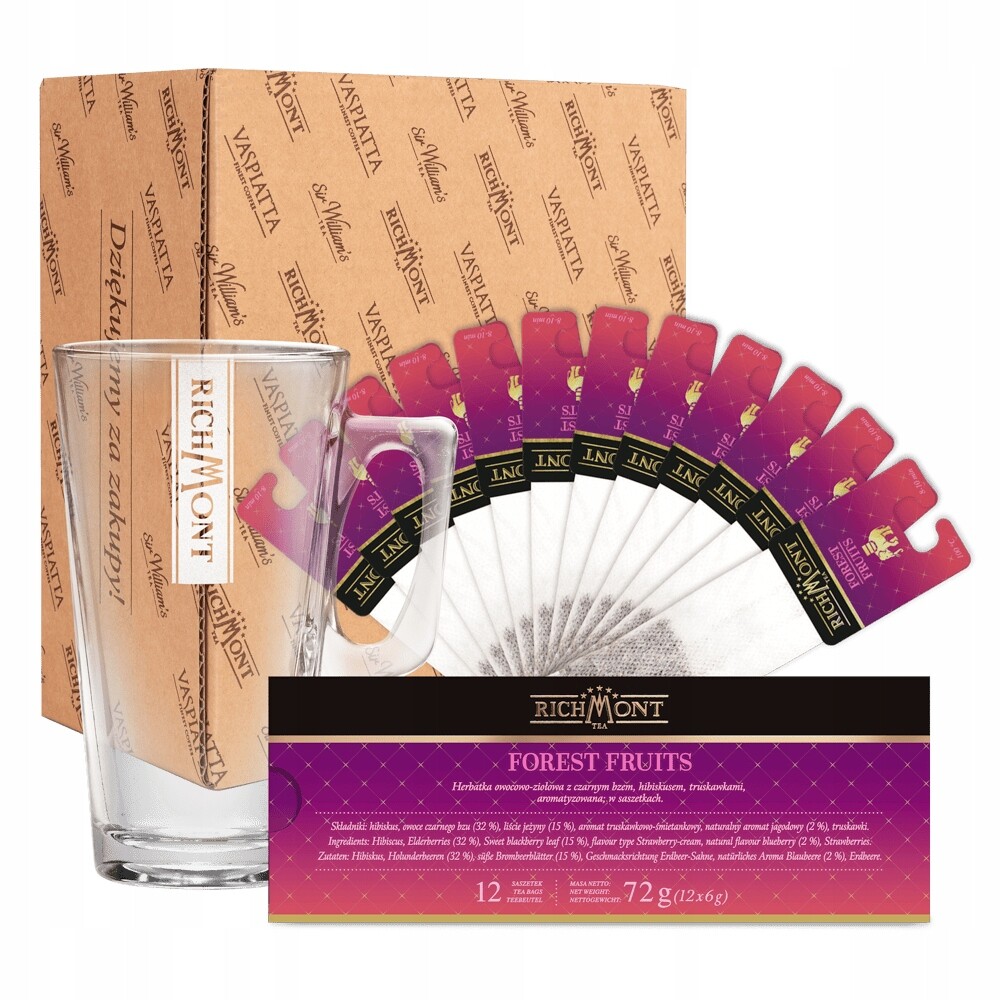 Čaj Richmont Lesní plody 12 sáčků horká Sklenice Richmont 370ml