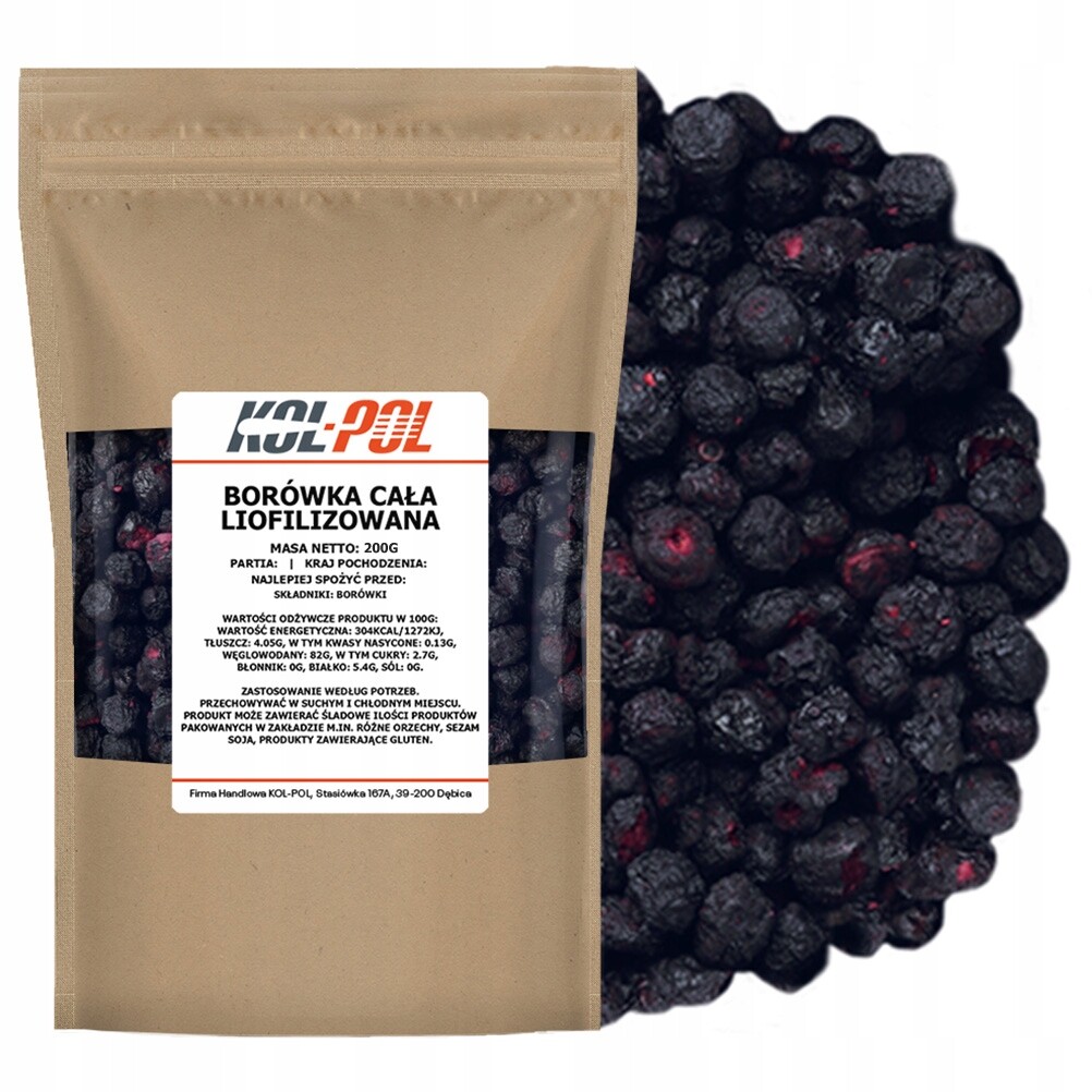 Lyofilizované Borůvky 200g Celé Lyofilizované Ovoce Borůvka Kol-Pol
