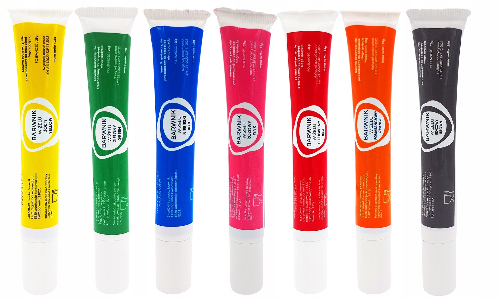 Gelové barvivo Tortdekor 175 g 7 ks vícebarevné