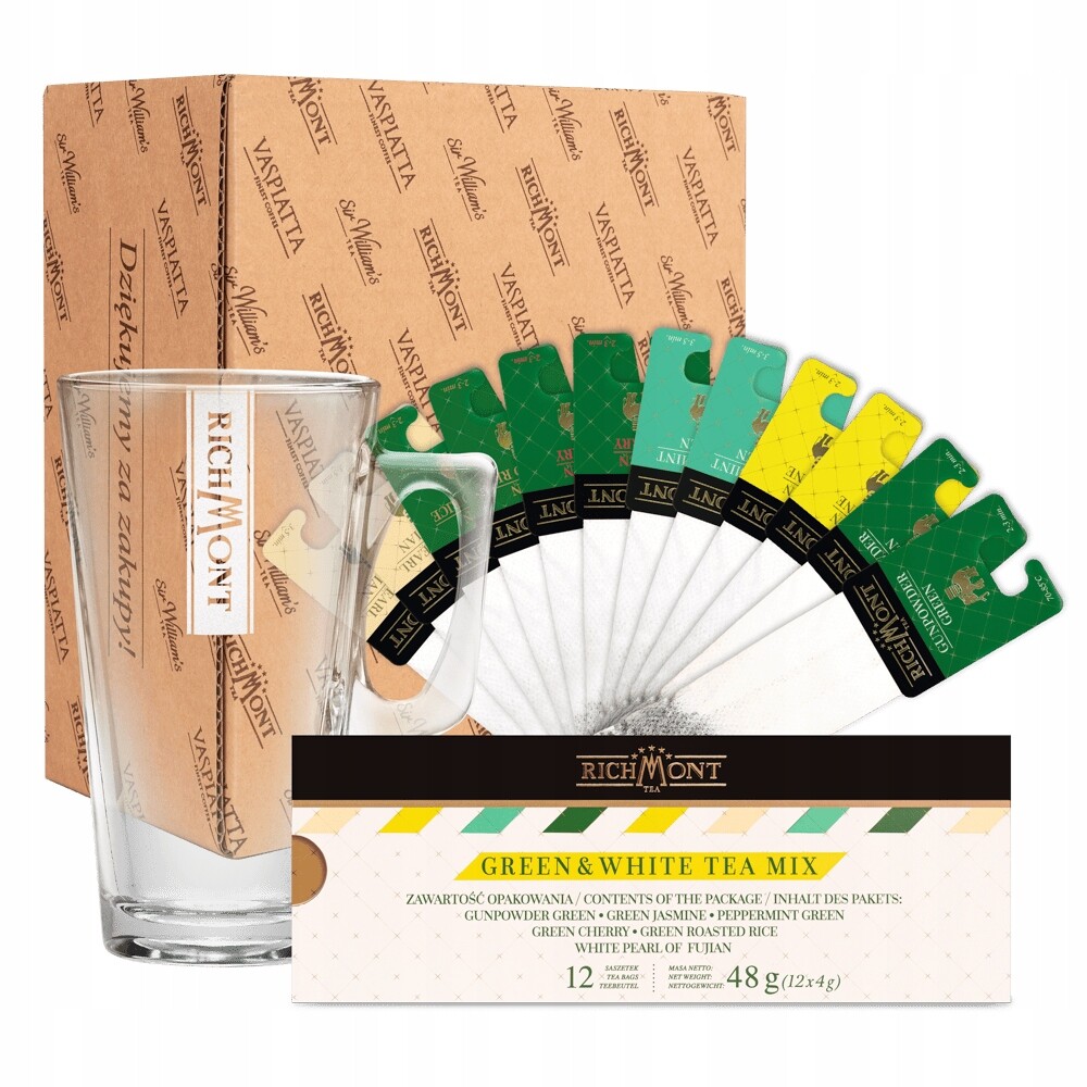 Sada zelených a bílých čajů Mix Richmont Sklenice Richmont Hot
