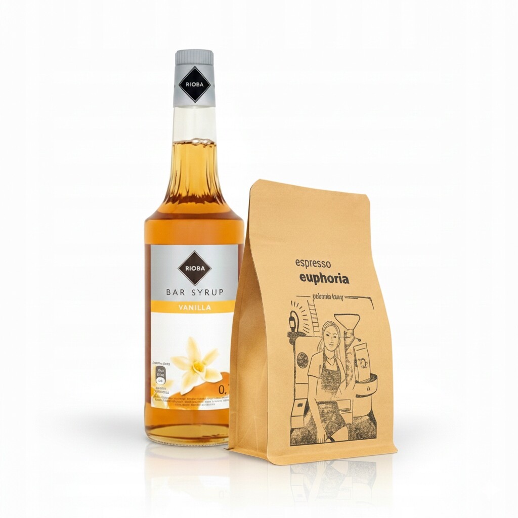 Sirup Rioba Vanilka 0,7 l Káva zrno Espresso Euphoria Brazílie Santos 500 g