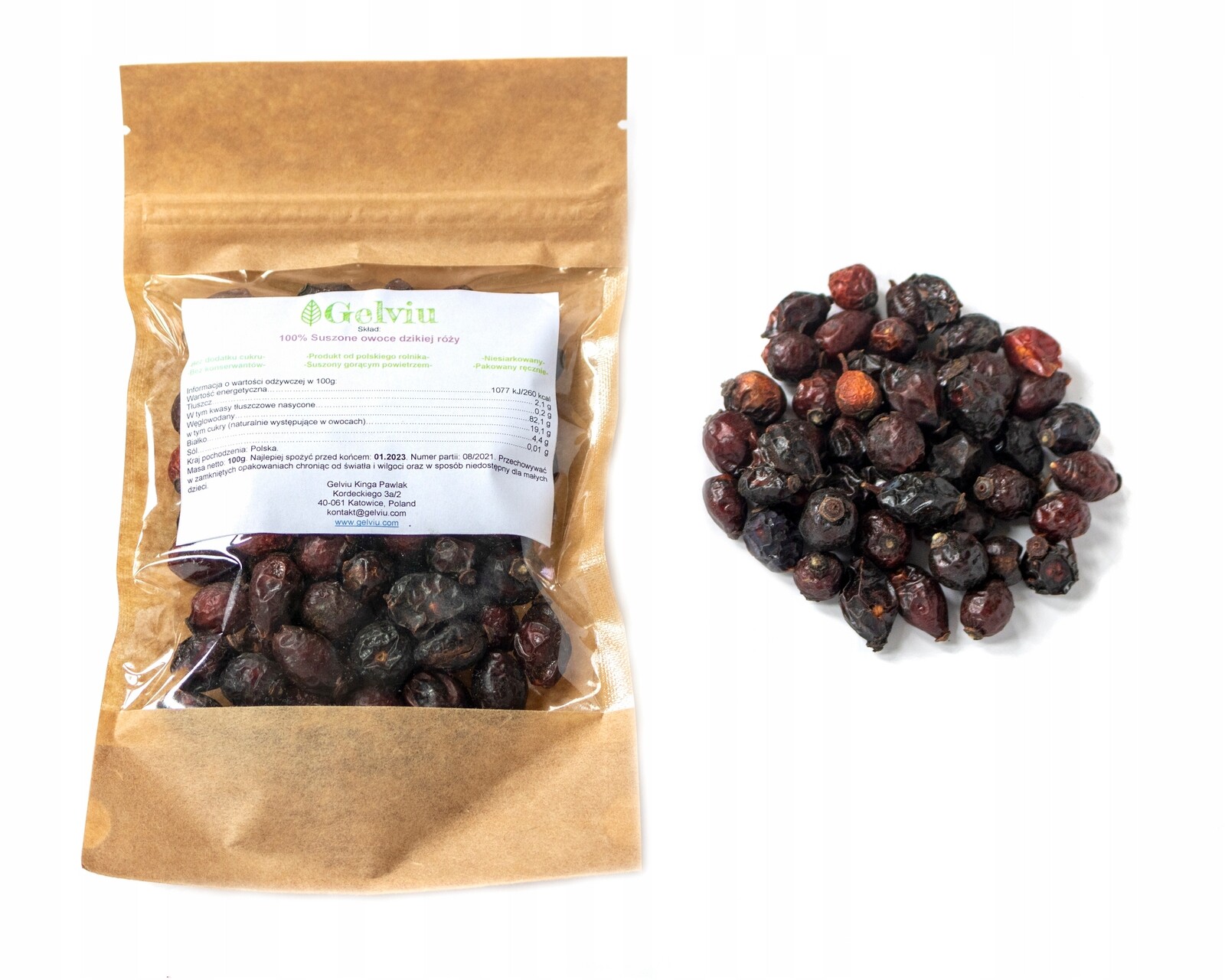 Šípková růže sušený Celé plody šípku Rosa canina Polský produkt 1kg