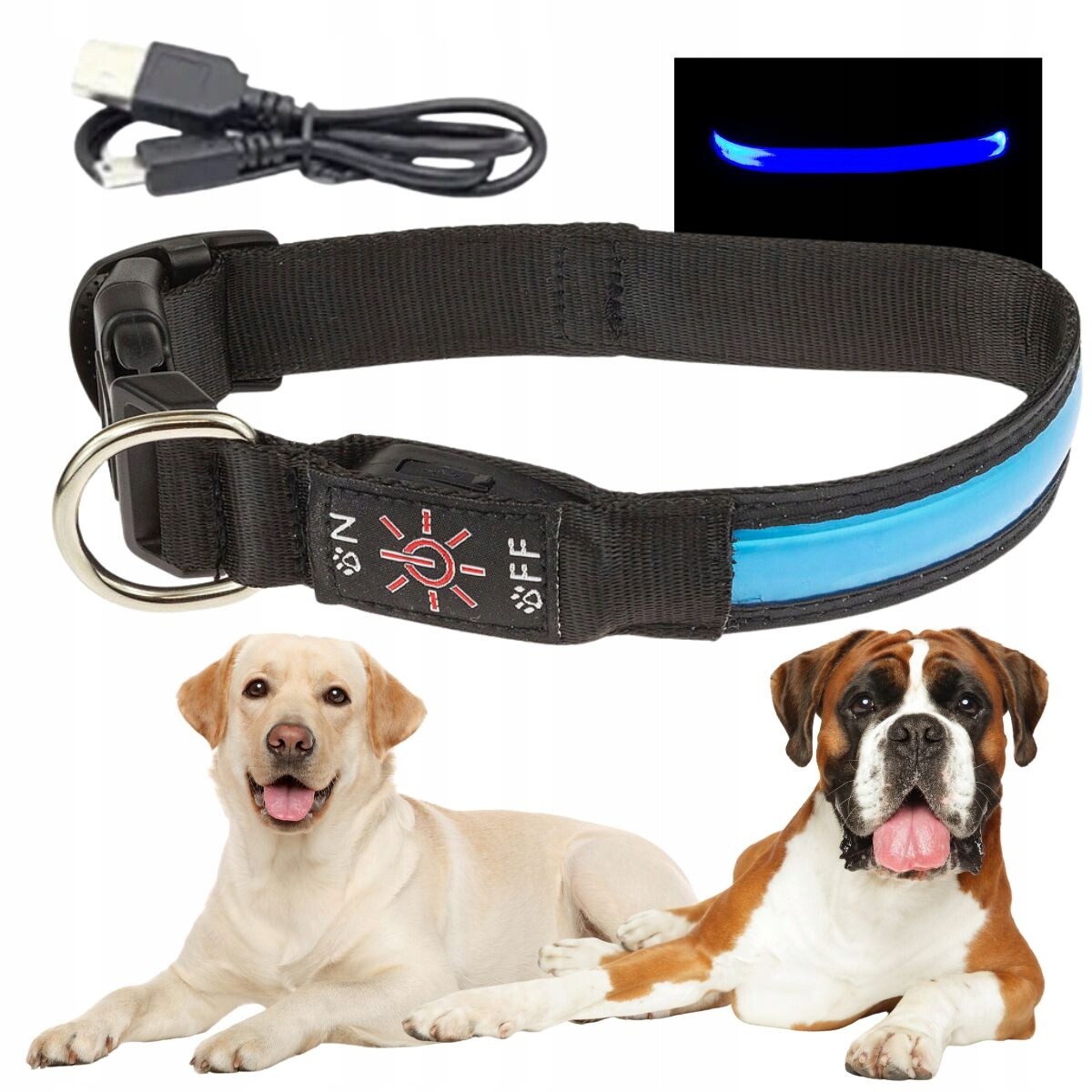 Obroża spacerowa dla psa Led świecąca na procházky, dobíjecí Usb, velikost