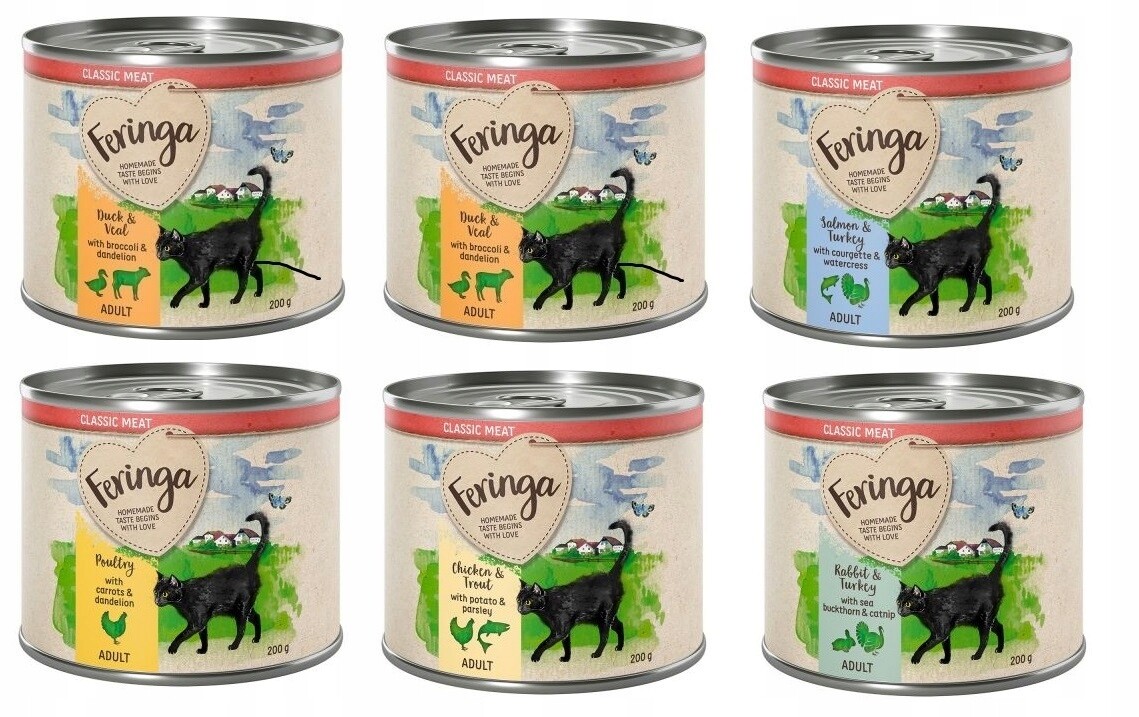 Mokré Krmivo Pro Kočky Feringa Classic Meat Menü mix chutí 6 x 200 g