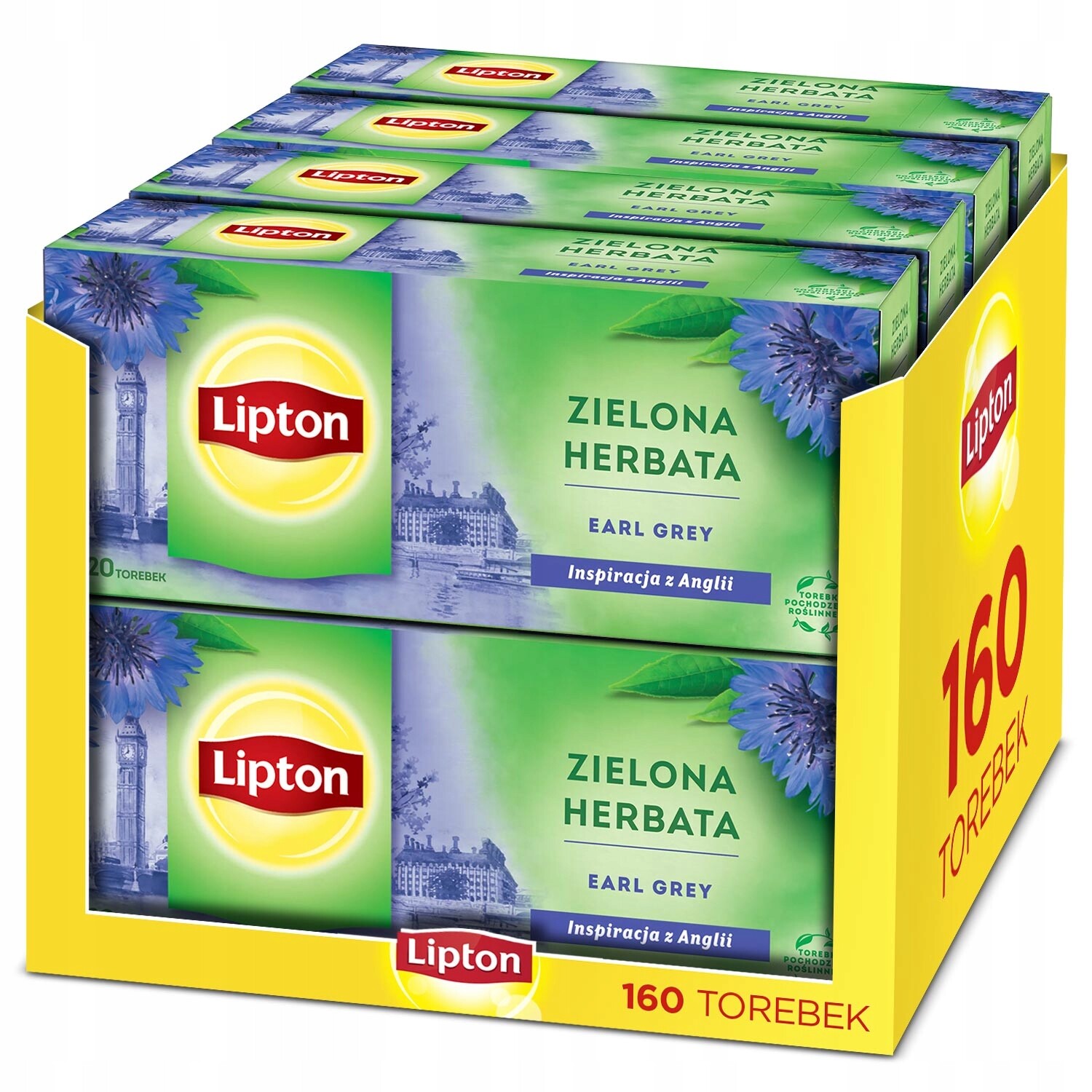 Sada Lipton Čaj zelený porcovaný Earl Grey 8x20 sáčků