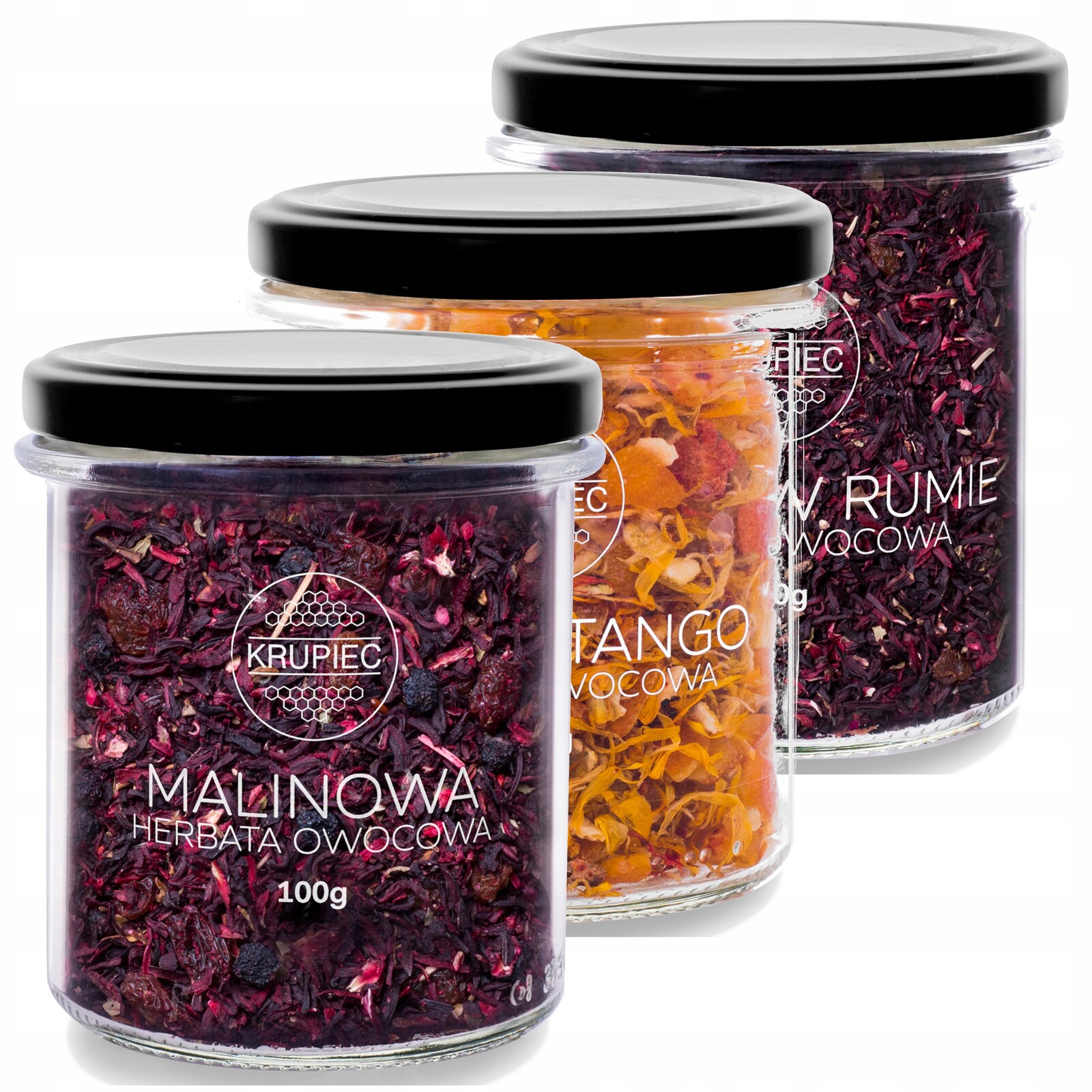 Sada ovocných čajů Krupiec 3x100 g malina, višeň, mango