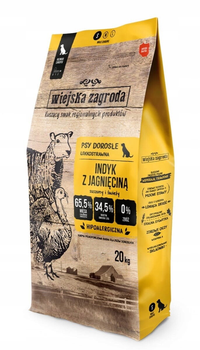 Wiejska Zagroda Krmivo pro psy Krůta s Jehněčím Masem Malé rasy S 20kg