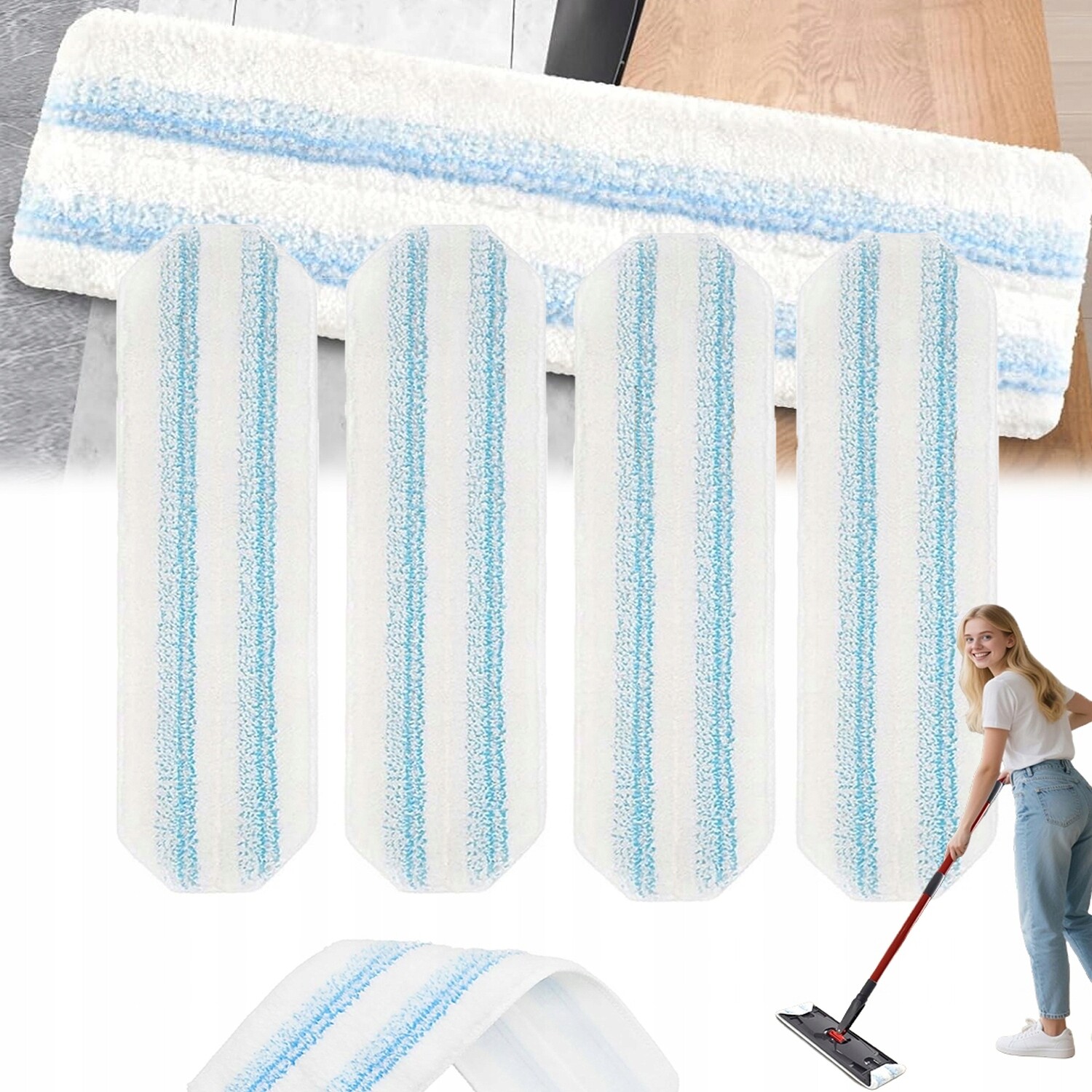 4 Kusy Utěrek Z Mikrovlákna Pro Plochý Mop Lze Prát A Znovu