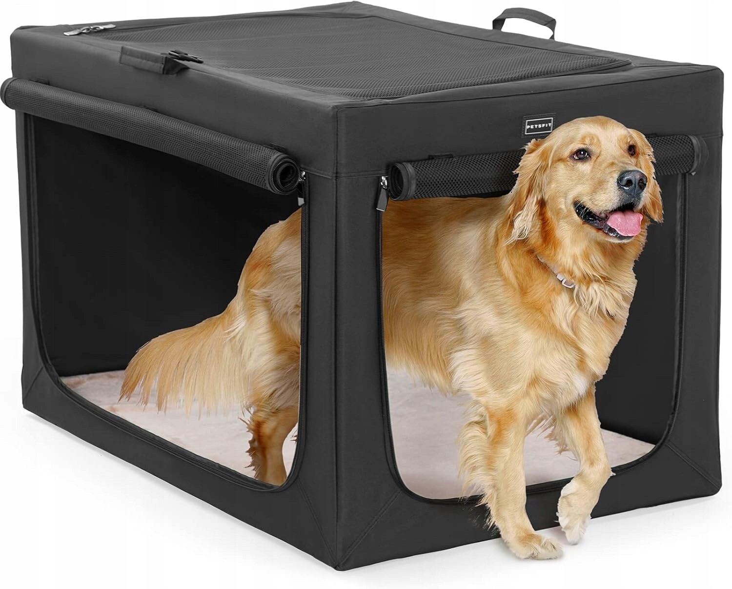 Petsfit budka měkká černá XL 100x64x63 cm pro psy, nastavitelný rukáv