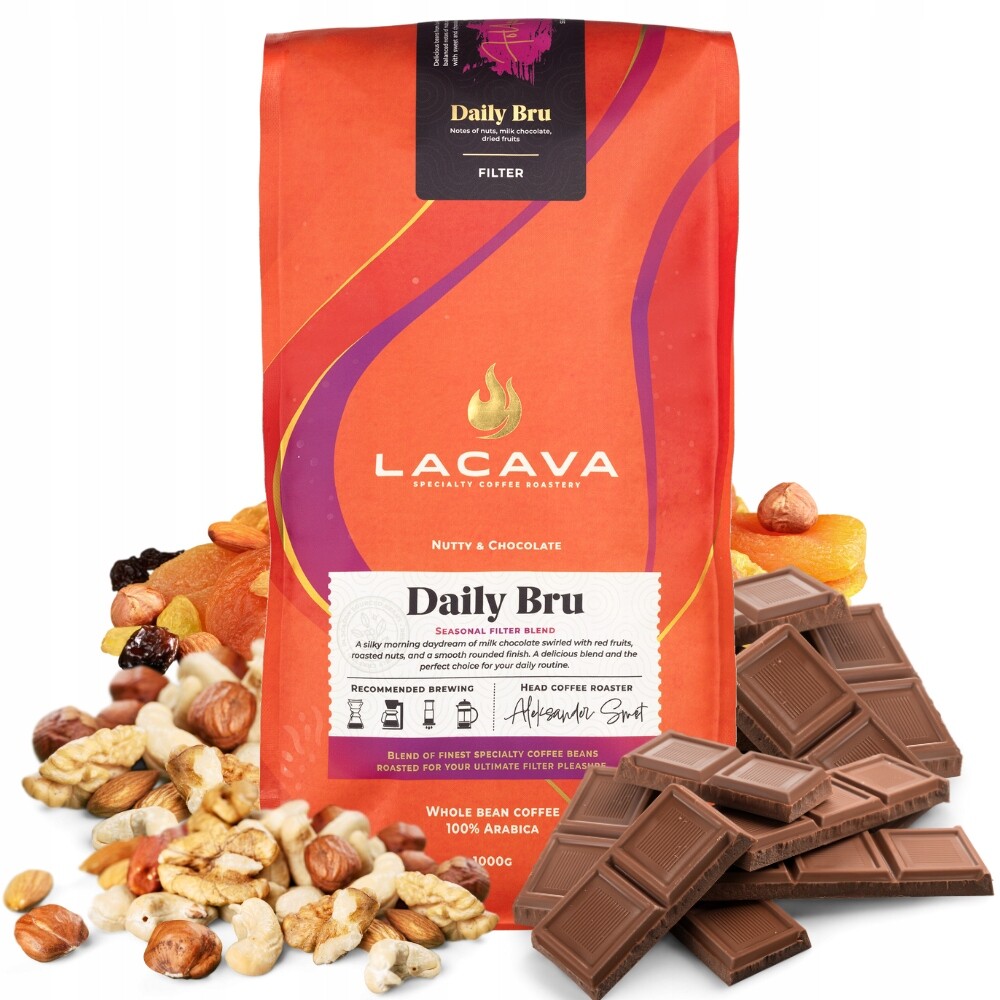 LaCava Daily Bru – zrnková káva 1kg světle pražená Arabica speciality