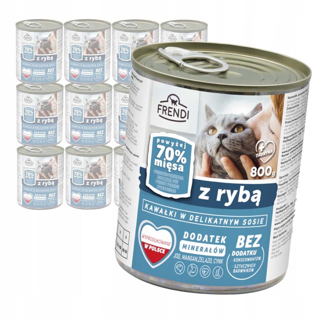 Frendi Kousky s rybou v omáčce 12 x 800 g Vlhké Krmivo pro dospělé kočky