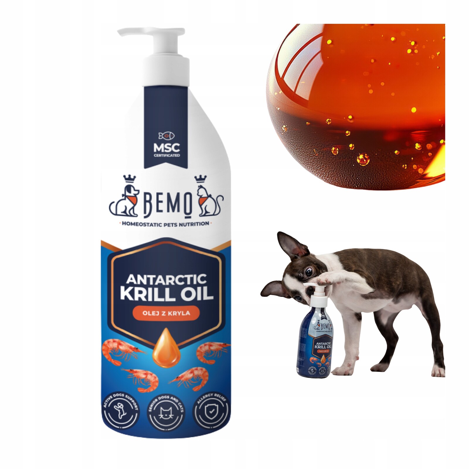 Antarktický krillový olej Bemo Krill 200 ml pro psa kočku, zdravá srst