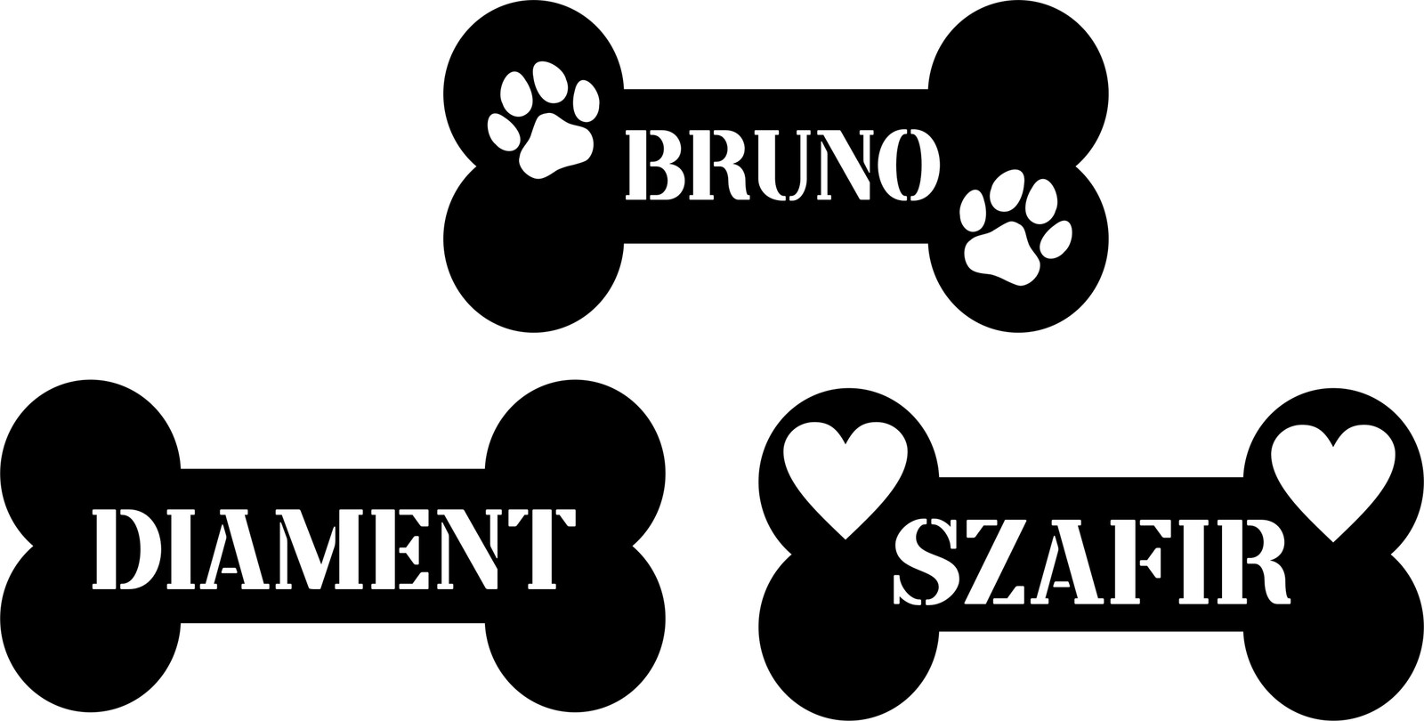 Kost s jménem psa ozdoba boudy kovová cedulka jméno Pes Buda 40 cm