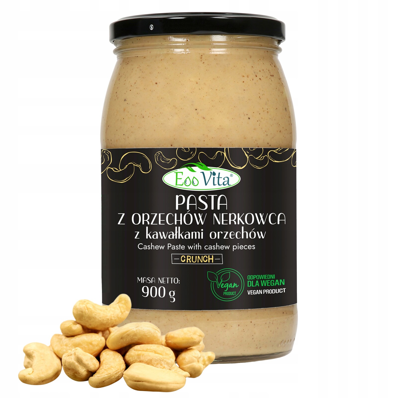 Máslo z Kešu Ořechů Eoo Vita Pasta z kešu ořechů s kousky ořechů 900 g 900
