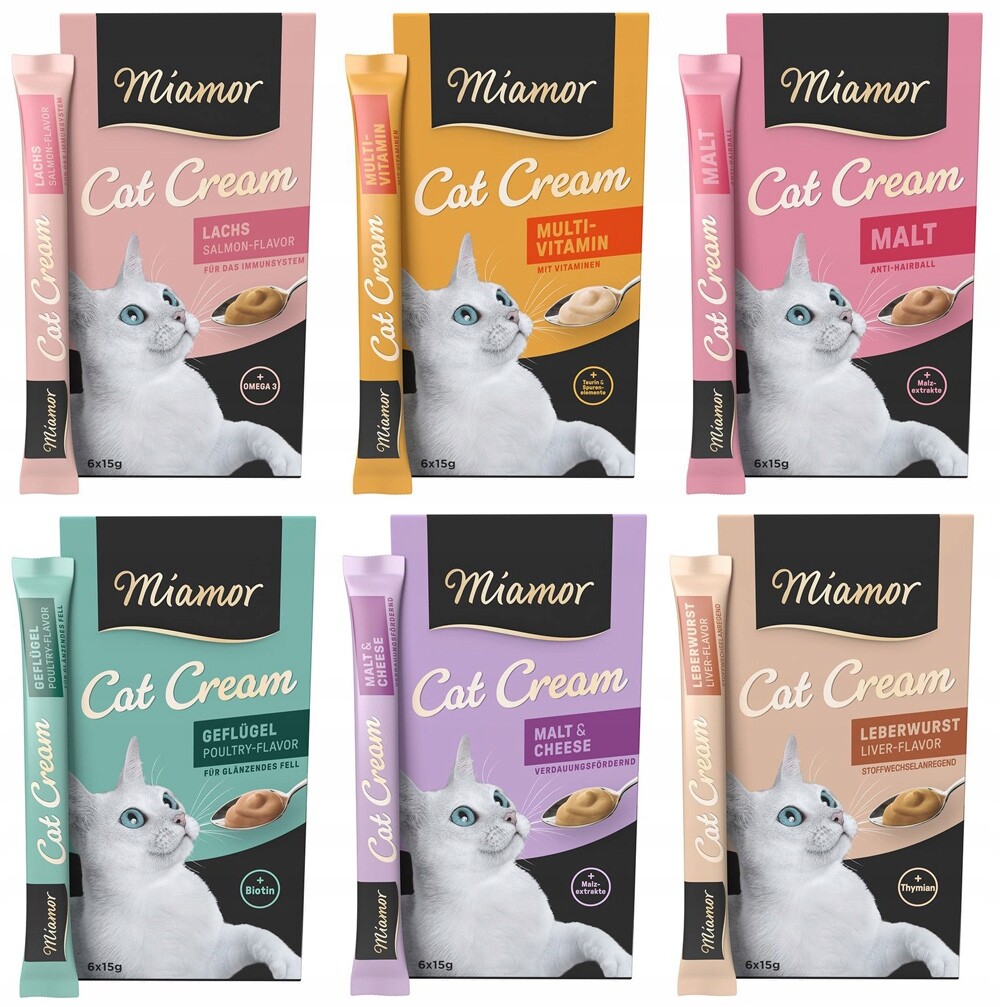 Miamor Cat Cream Sada Past 6 Příchutí 36 Sáčků x15g pamlsek pro kočky