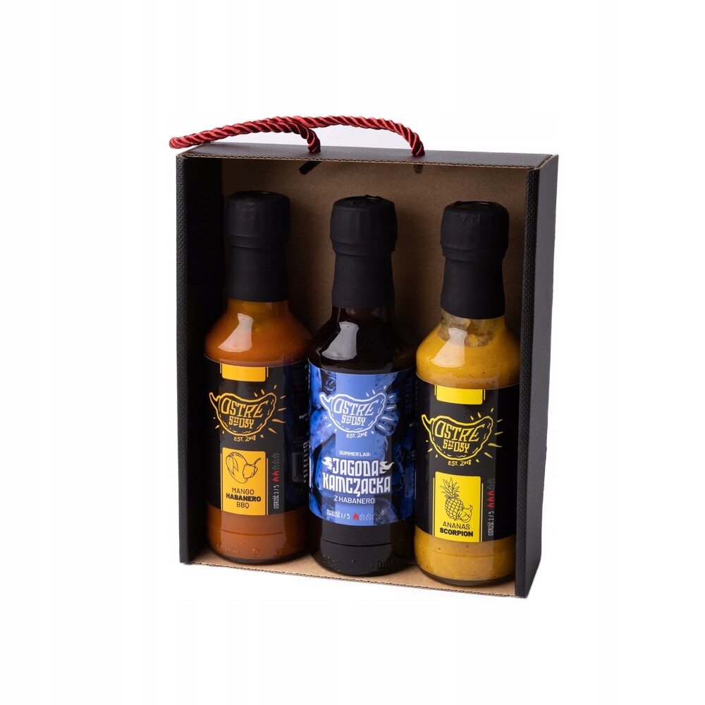 Sada chilli omáček Ovocný štos – mango, borůvka a ananas – 3×200 ml