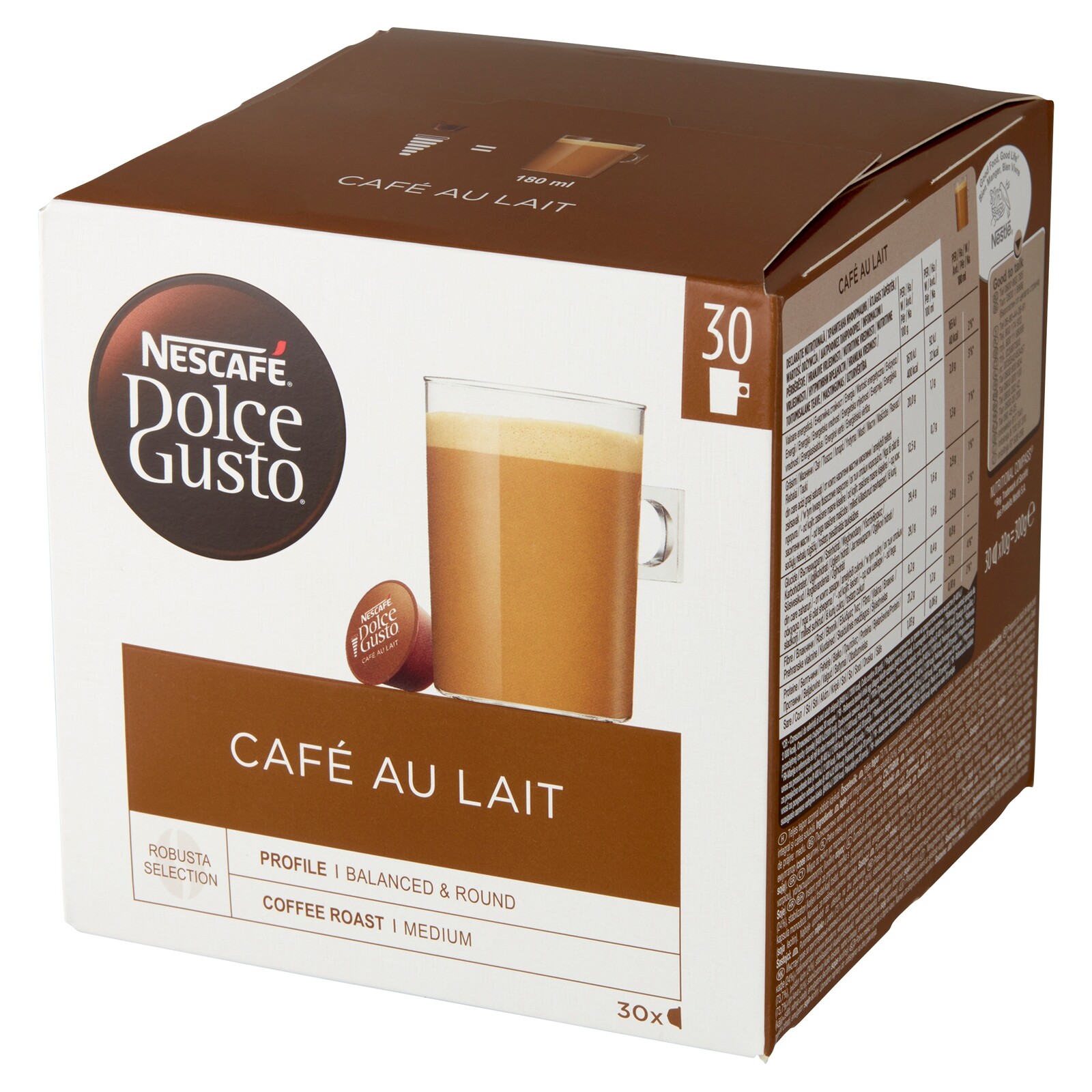 Kapsle do Dolce Gusto Nescafe Dolce Gusto Cafe Au Lait 30 kusů