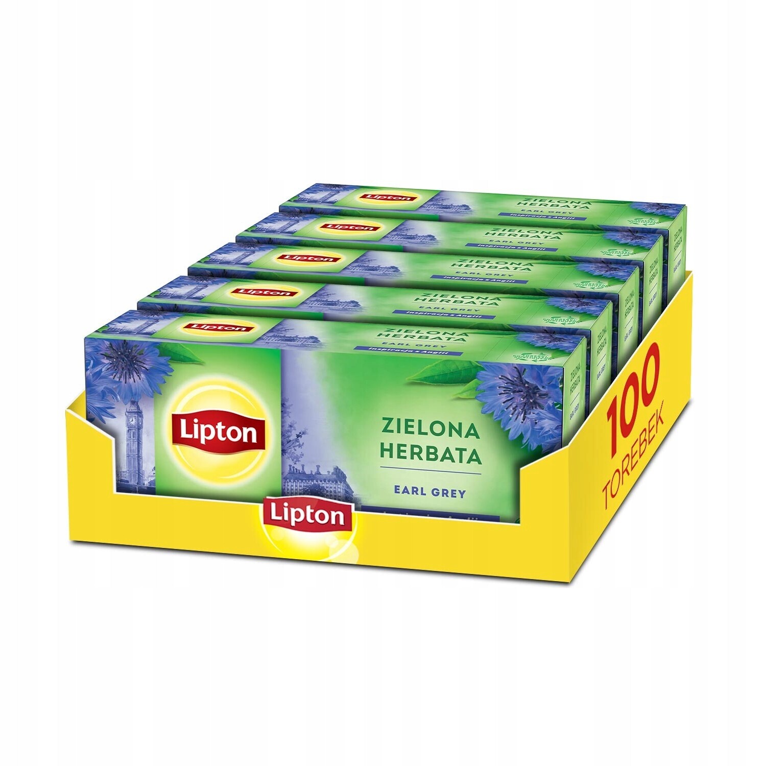 Sada Lipton Čaj zelený Earl Grey, 5x20 sáčků