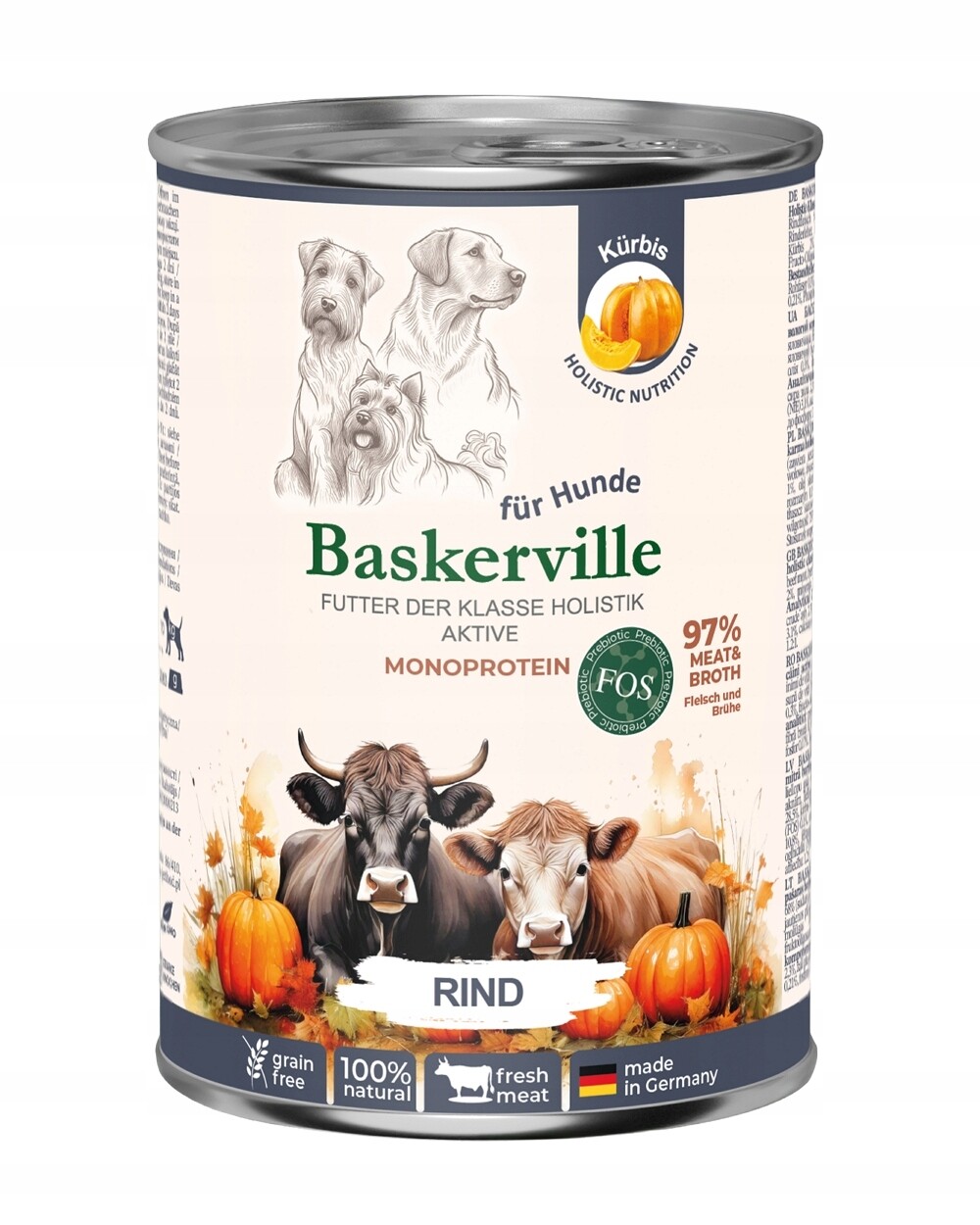 Baskerville Premium vlhké krmivo pro psy Adult Hovězí maso 6x400 g