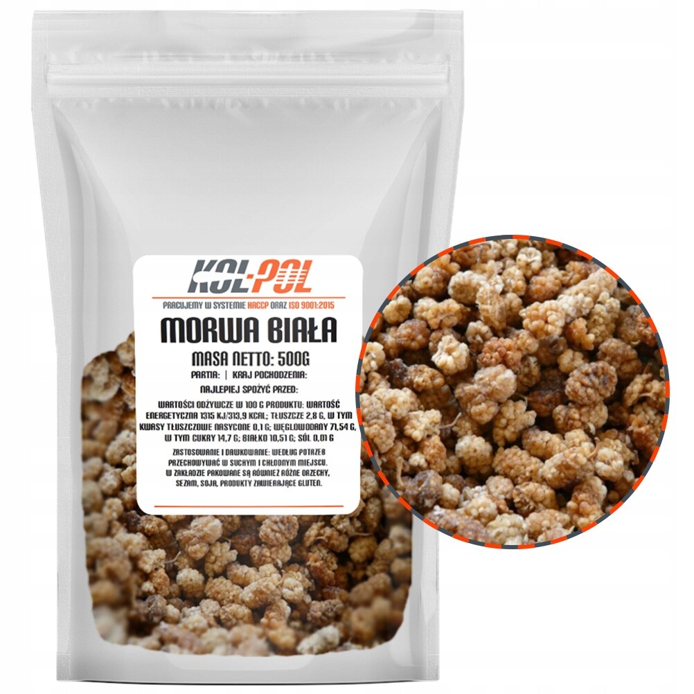 Moruše bílá 500 g Sušená bez pecek přírodní Kol-pol 500 g