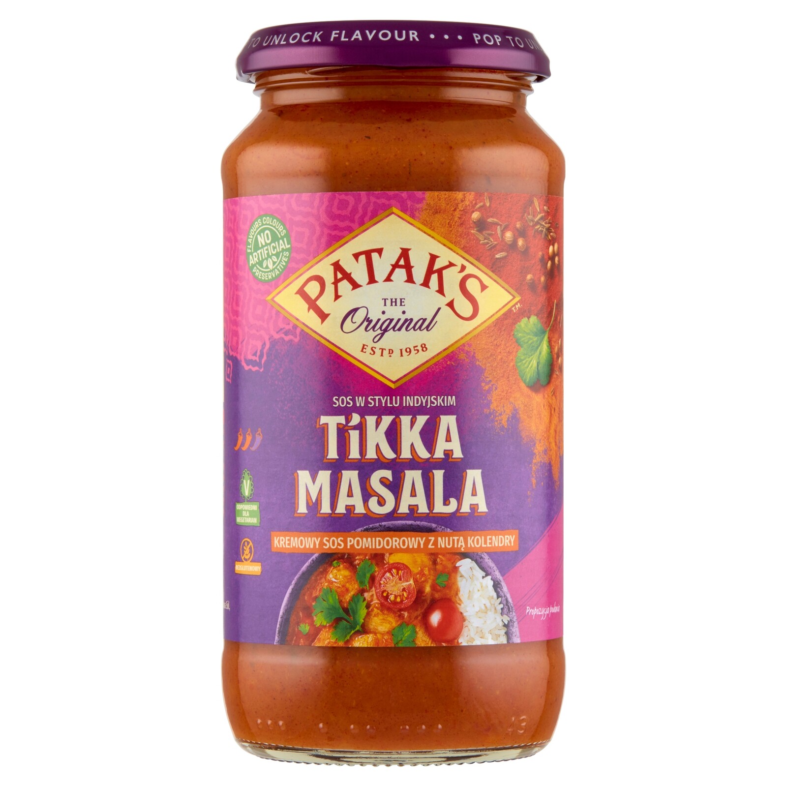 Patak's Tikka Masala Krémová rajčatová omáčka s nádechem koriandru 450 g