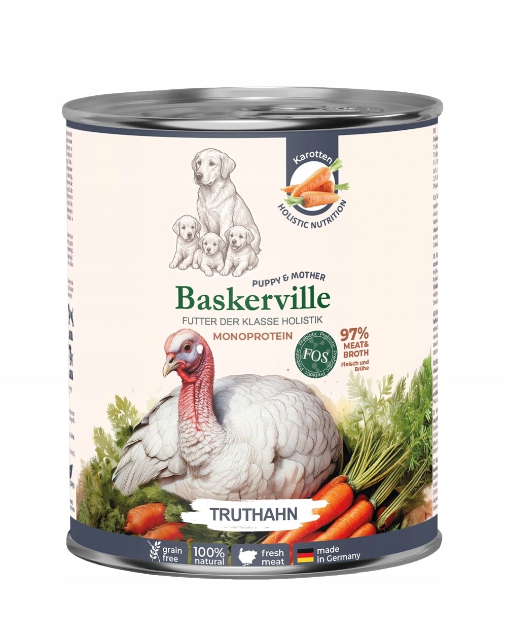 Baskerville Superprémiové vlhké krmivo pro psy Junior Krůta 24x400 g