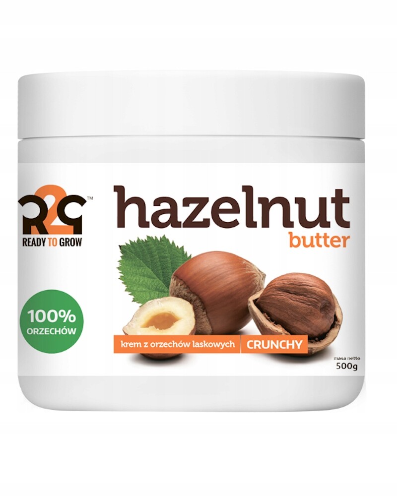 R2G 100% Lískooříškové Máslo Lískové Ořechy Hladké (Smooth) 500g